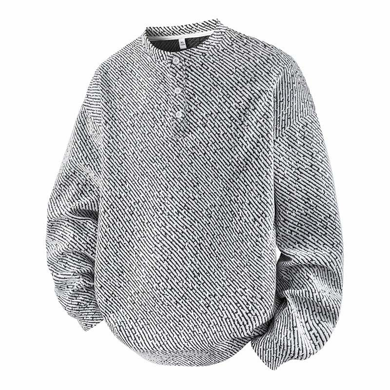 Sweat-shirt homme à rayures et boutons, col rond, motif Buddha Stones - Blanc - US/UK/AU42，EU52 (3XL) - image 10