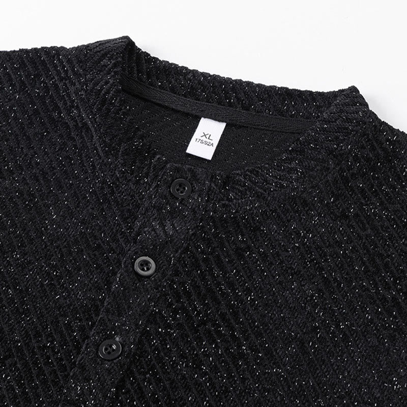 Sweat-shirt homme à rayures et boutons, col rond, motif Buddha Stones - image 5