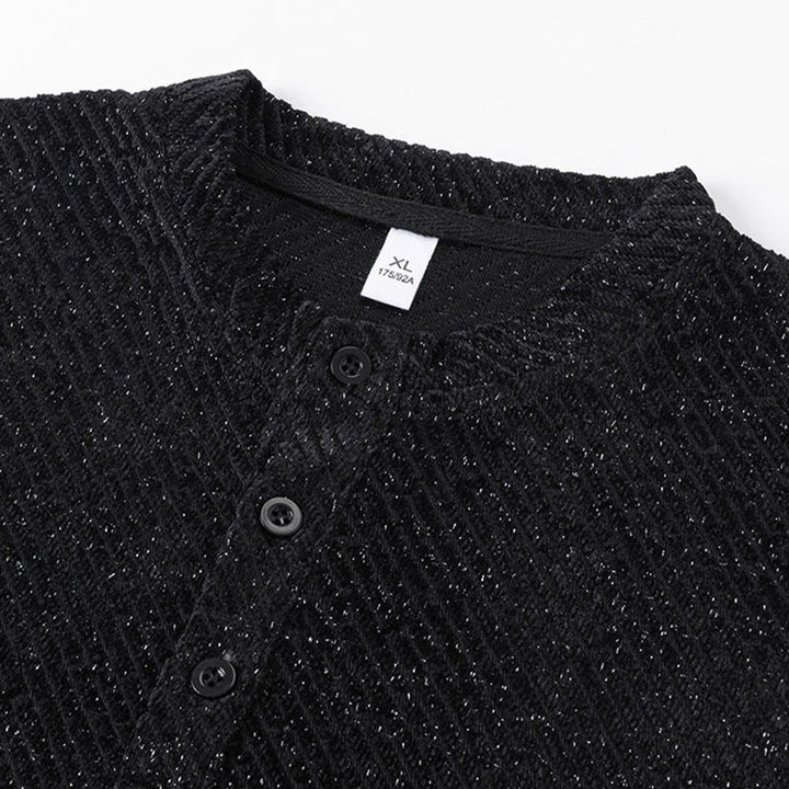 Sweat-shirt homme à rayures et boutons, col rond, motif Buddha Stones - image 5