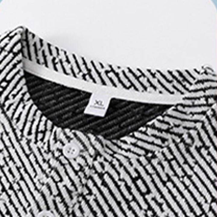 Sweat-shirt homme à rayures et boutons, col rond, motif Buddha Stones - image 12