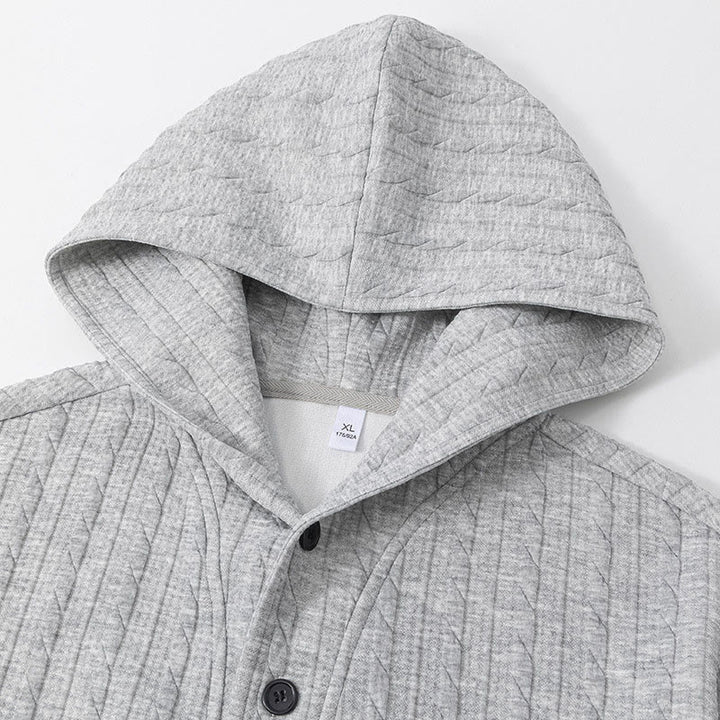 Sweat à capuche homme à manches longues, motif torsadé, boutons et Buddha Stones , automne-hiver - image 2