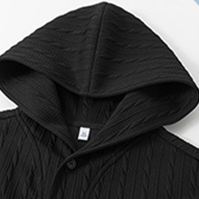 Sweat à capuche homme à manches longues, motif torsadé, boutons et Buddha Stones , automne-hiver - image 10