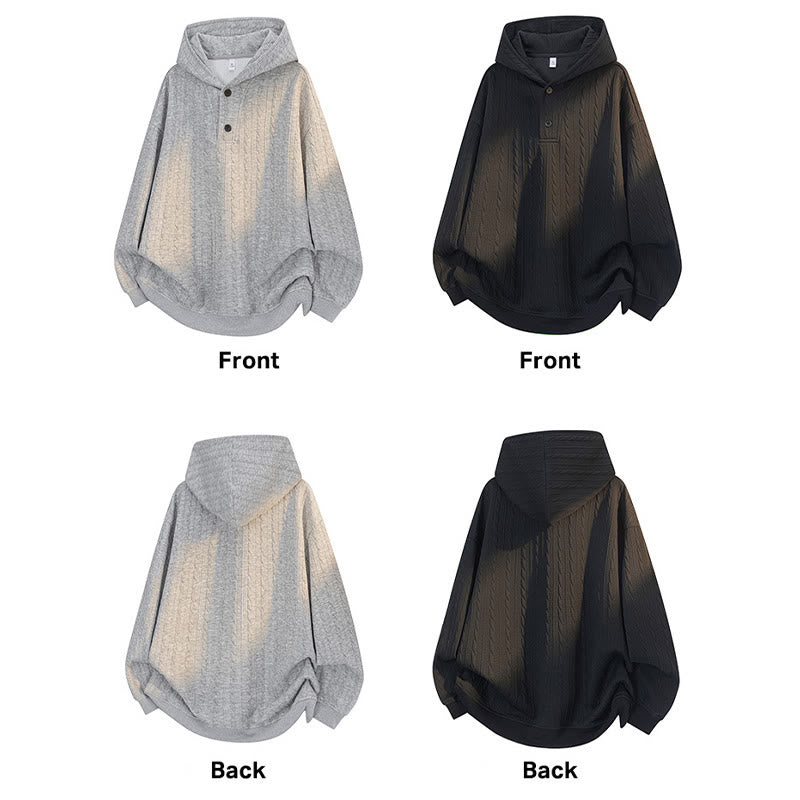 Sweat à capuche homme à manches longues, motif torsadé, boutons et Buddha Stones , automne-hiver - image 13