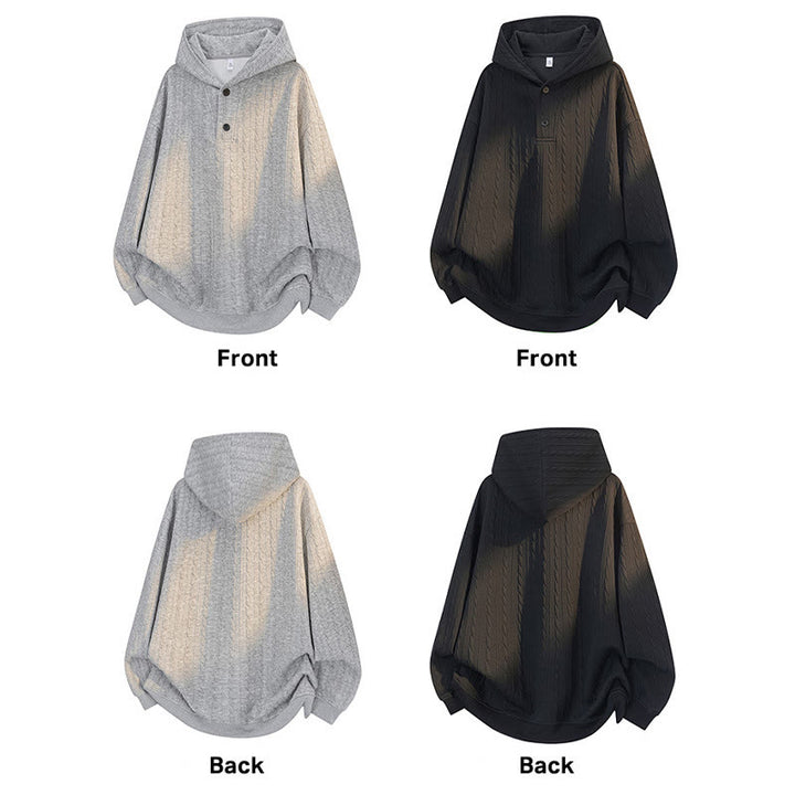 Sweat à capuche homme à manches longues, motif torsadé, boutons et Buddha Stones , automne-hiver - image 13