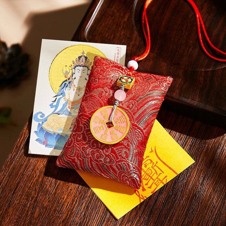 Buddha Stones, Zodiaque chinois, Bouddha natal, Pièces de cuivre, Sachet de bénédiction, Décoration suspendue - Tissu rouge - Bodhisattva Cheval-Mahasattva - image 28