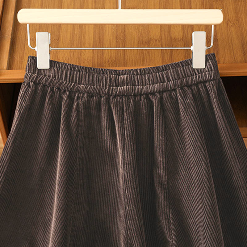 Pantalon court en velours côtelé à jambes larges, taille élastique, Buddha Stones - image 14