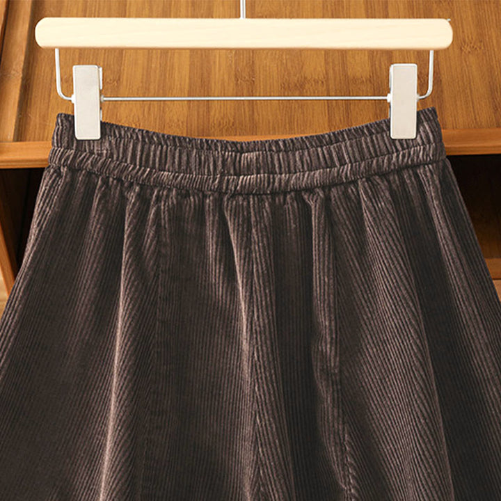 Pantalon court en velours côtelé à jambes larges, taille élastique, Buddha Stones - image 14