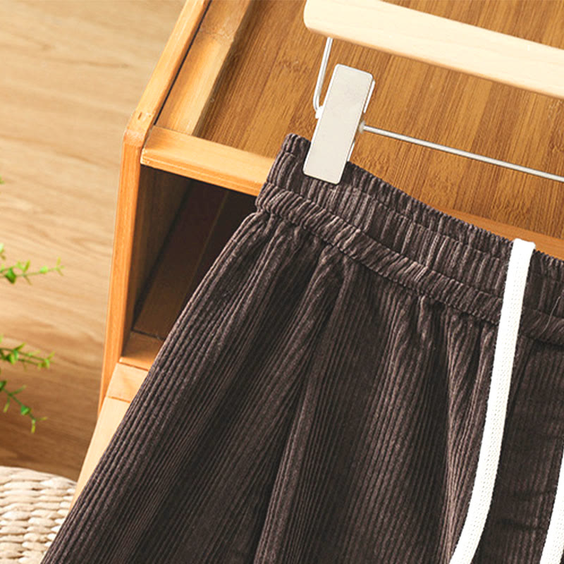 Pantalon court en velours côtelé à jambes larges, taille élastique, Buddha Stones - image 15