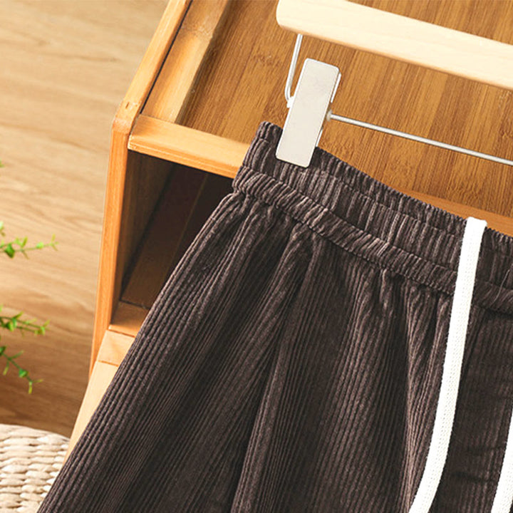 Pantalon court en velours côtelé à jambes larges, taille élastique, Buddha Stones - image 15