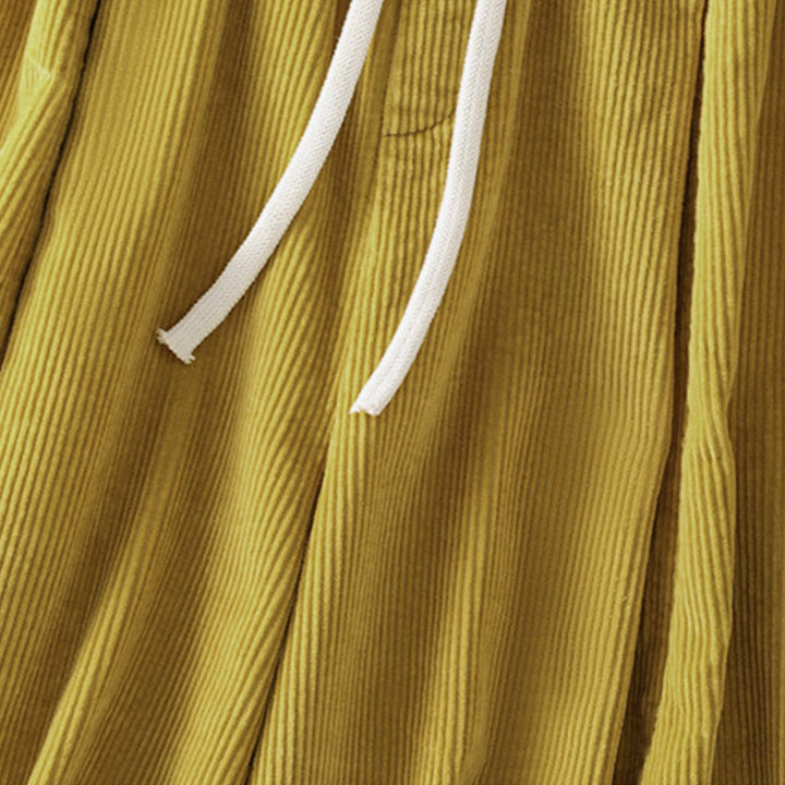 Pantalon court en velours côtelé à jambes larges, taille élastique, Buddha Stones - image 6