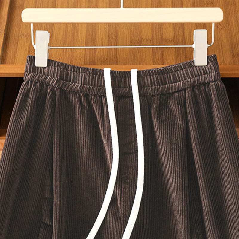 Pantalon court en velours côtelé à jambes larges, taille élastique, Buddha Stones - image 13