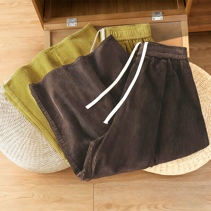 Pantalon court en velours côtelé à jambes larges, taille élastique, Buddha Stones - image 18