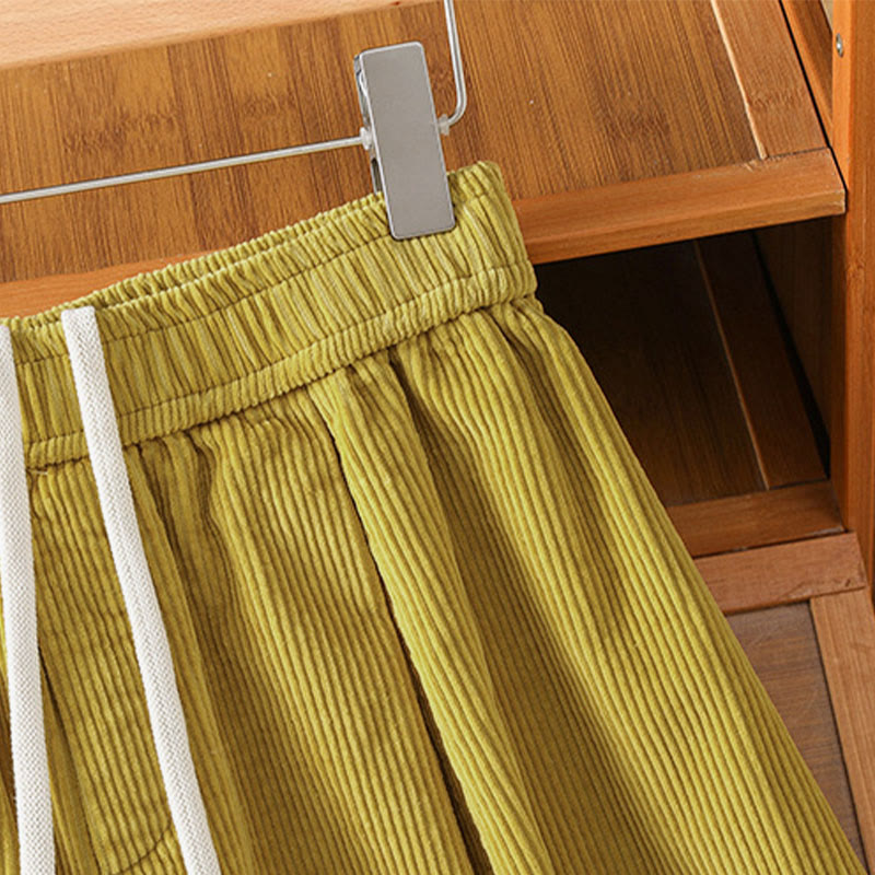 Pantalon court en velours côtelé à jambes larges, taille élastique, Buddha Stones - image 7