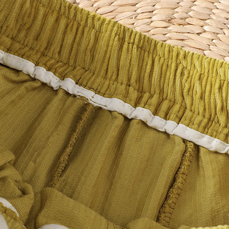 Pantalon court en velours côtelé à jambes larges, taille élastique, Buddha Stones - image 8