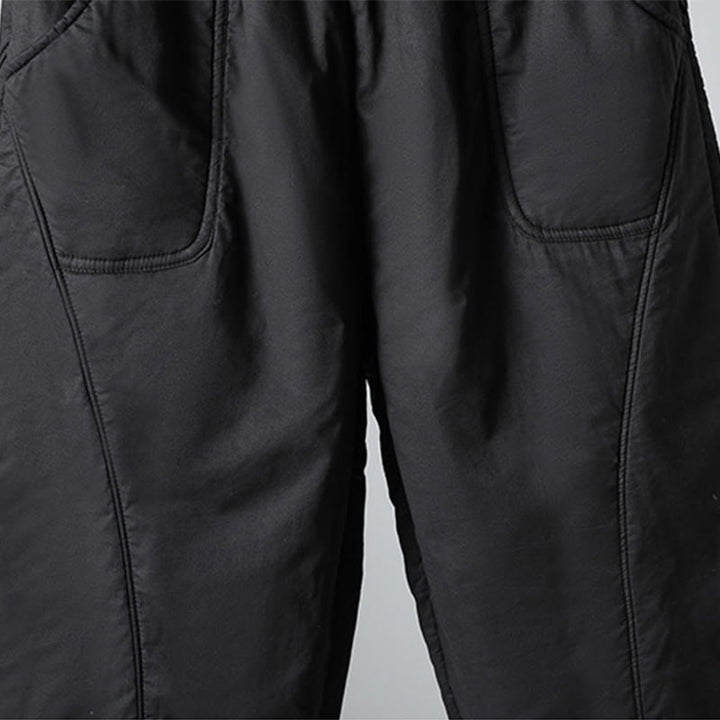 Pantalon harem court en coton thermique Buddha Stones Winter, taille élastique, longueur 7-8, avec poches - image 22