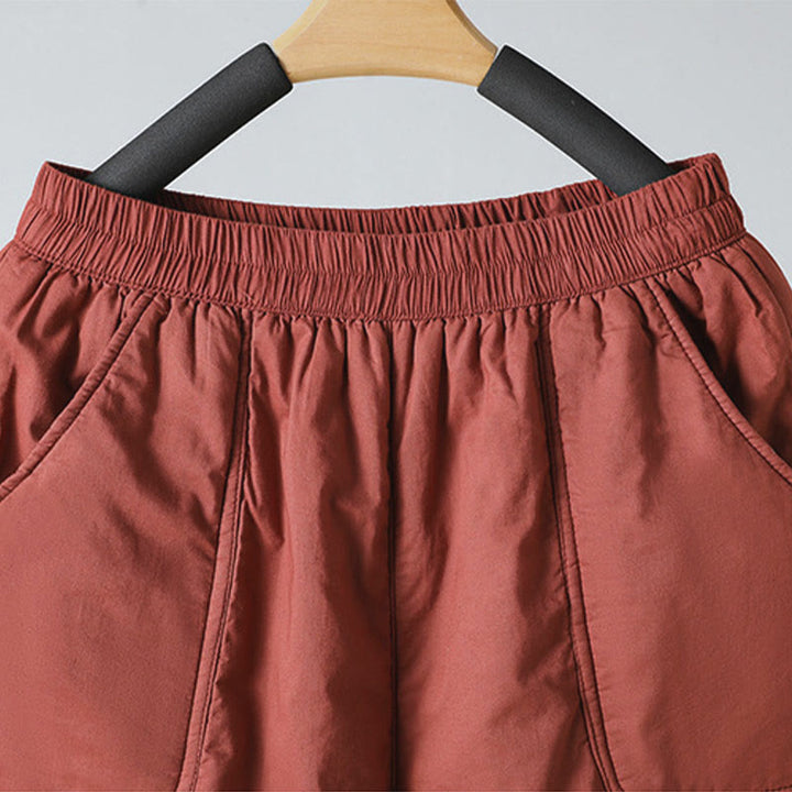 Pantalon harem court en coton thermique Buddha Stones Winter, taille élastique, longueur 7-8, avec poches - image 10