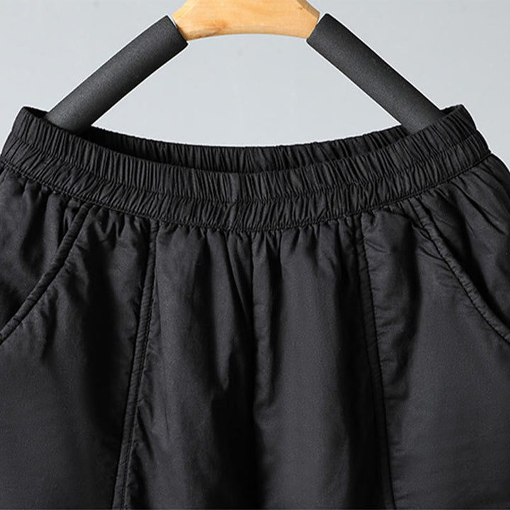 Pantalon harem court en coton thermique Buddha Stones Winter, taille élastique, longueur 7-8, avec poches - image 19