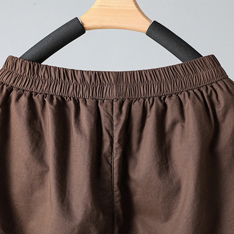 Pantalon harem court en coton thermique Buddha Stones Winter, taille élastique, longueur 7-8, avec poches - image 4