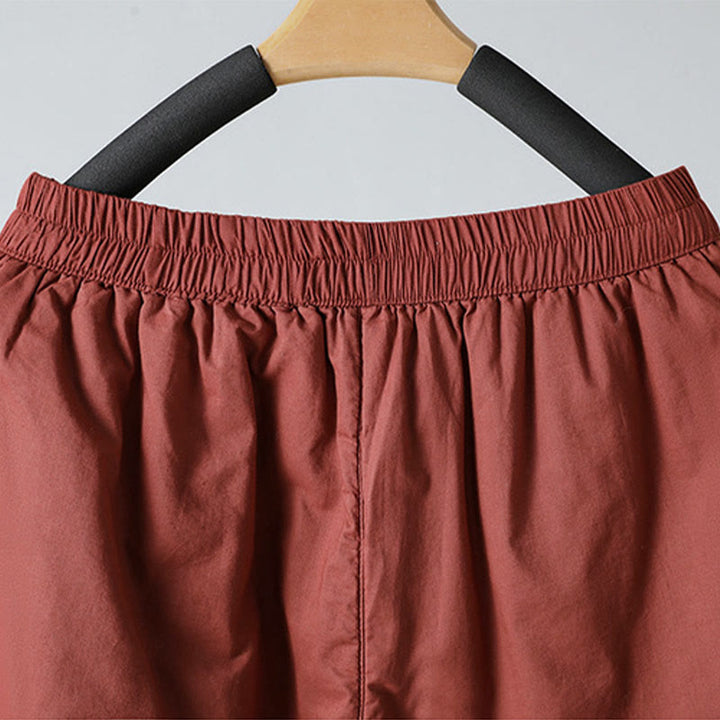 Pantalon harem court en coton thermique Buddha Stones Winter, taille élastique, longueur 7-8, avec poches - image 11