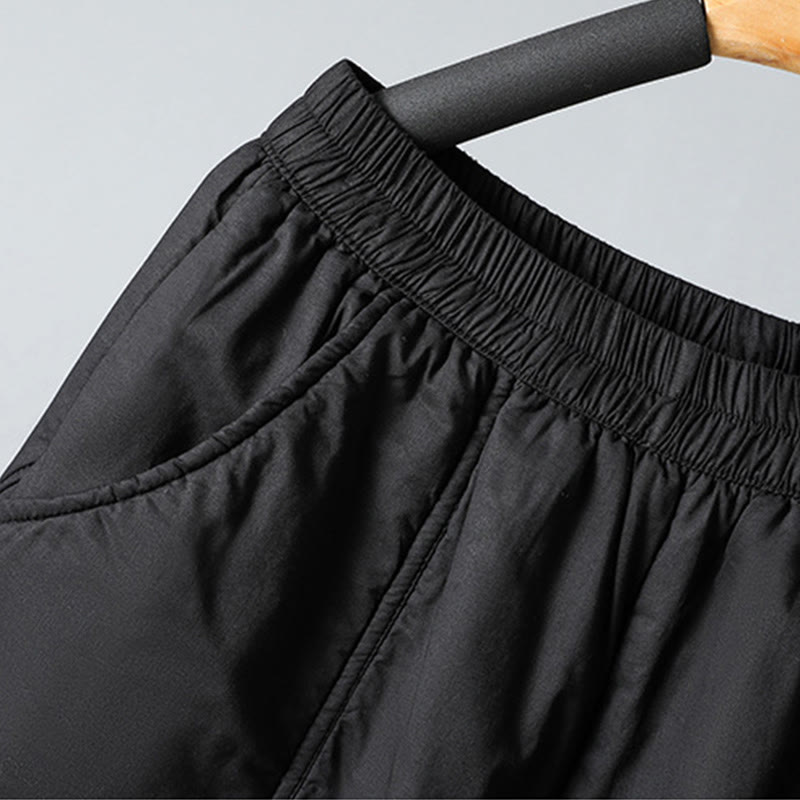Pantalon harem court en coton thermique Buddha Stones Winter, taille élastique, longueur 7-8, avec poches - image 21