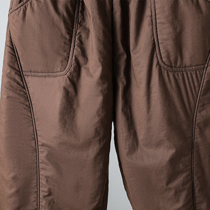 Pantalon harem court en coton thermique Buddha Stones Winter, taille élastique, longueur 7-8, avec poches - image 6