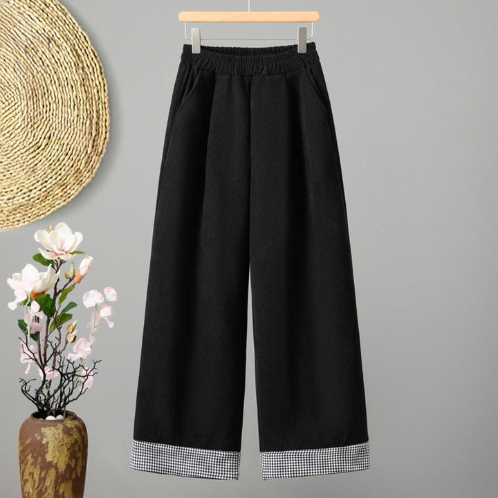 Pantalon en velours côtelé à carreaux et à carreaux, longueur cheville, taille élastique, pour femme, motif Buddha Stones - Noir - US8-10，UK/AU12-14，EU40-42 (2XL) - image 10