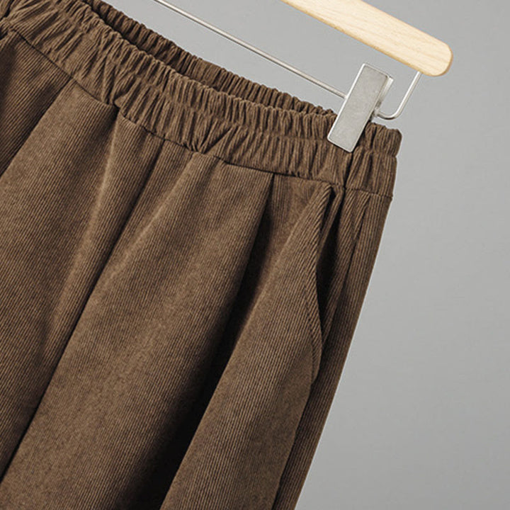 Pantalon en velours côtelé à carreaux et à carreaux, longueur cheville, taille élastique, pour femme, motif Buddha Stones - image 5