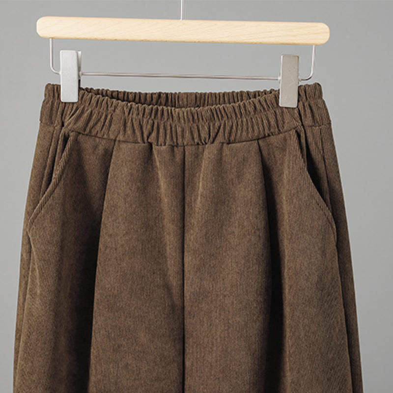 Pantalon en velours côtelé à carreaux et à carreaux, longueur cheville, taille élastique, pour femme, motif Buddha Stones - image 4