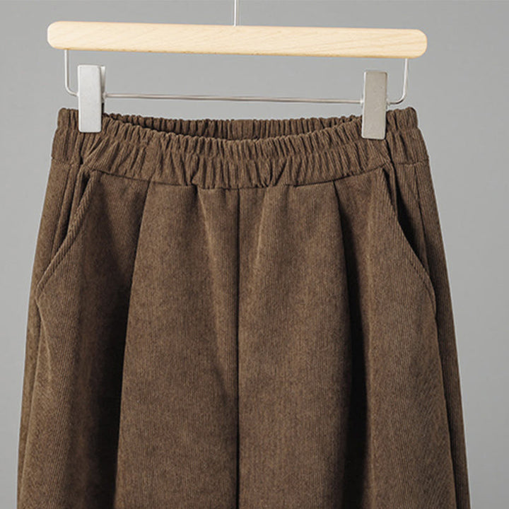 Pantalon en velours côtelé à carreaux et à carreaux, longueur cheville, taille élastique, pour femme, motif Buddha Stones - image 4