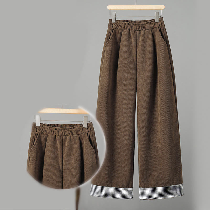 Pantalon en velours côtelé à carreaux et à carreaux, longueur cheville, taille élastique, pour femme, motif Buddha Stones - image 2