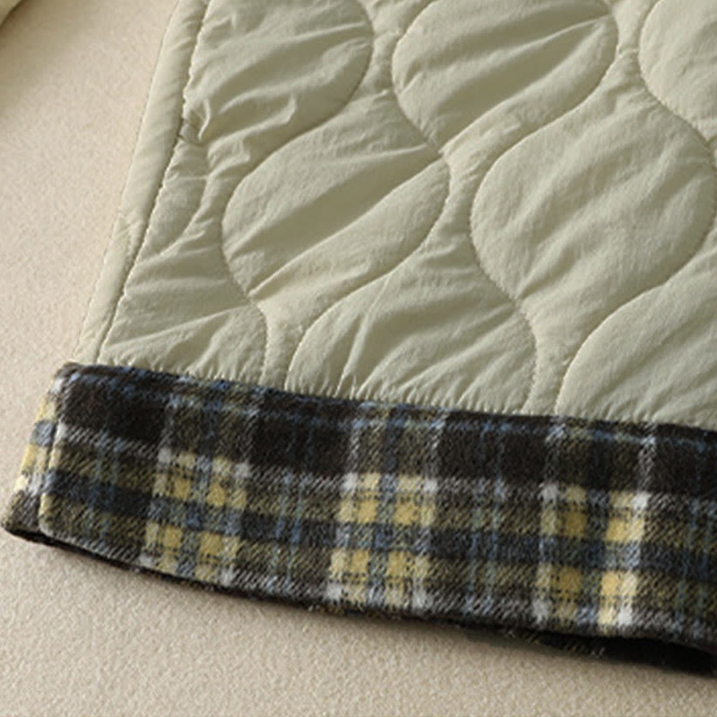 Pantalon thermique en coton à carreaux, imprimé patchwork, avec poches, Buddha Stones Winter Curved Lines et taille élastique à cordon de serrage. - image 12