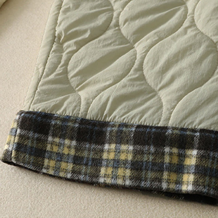 Pantalon thermique en coton à carreaux, imprimé patchwork, avec poches, Buddha Stones Winter Curved Lines et taille élastique à cordon de serrage. - image 12