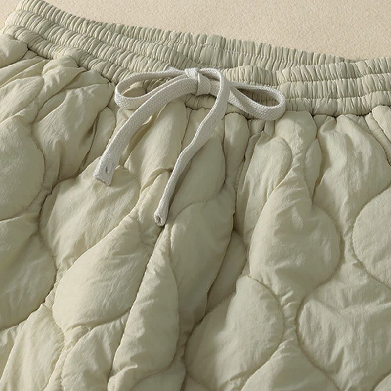 Pantalon thermique en coton à carreaux, imprimé patchwork, avec poches, Buddha Stones Winter Curved Lines et taille élastique à cordon de serrage. - image 7