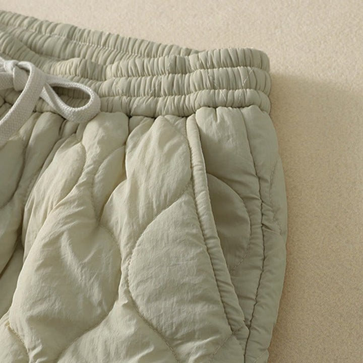 Pantalon thermique en coton à carreaux, imprimé patchwork, avec poches, Buddha Stones Winter Curved Lines et taille élastique à cordon de serrage. - image 8