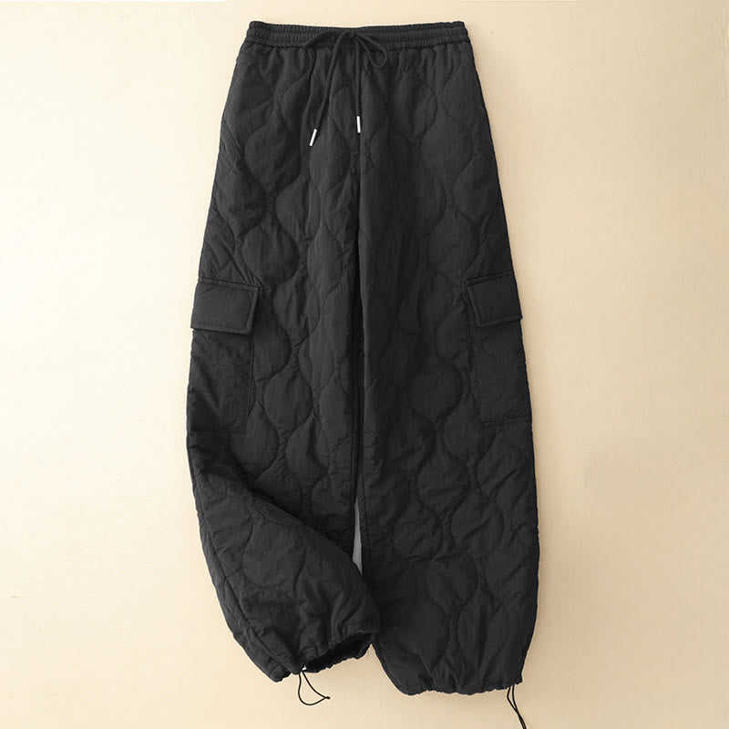 Pantalon thermique en coton pour femme, motif Buddha Stones, lignes courbes, taille élastique avec cordon de serrage et poches - Noir - US8-10，UK/AU12-14，EU40-42 (2XL) - image 11