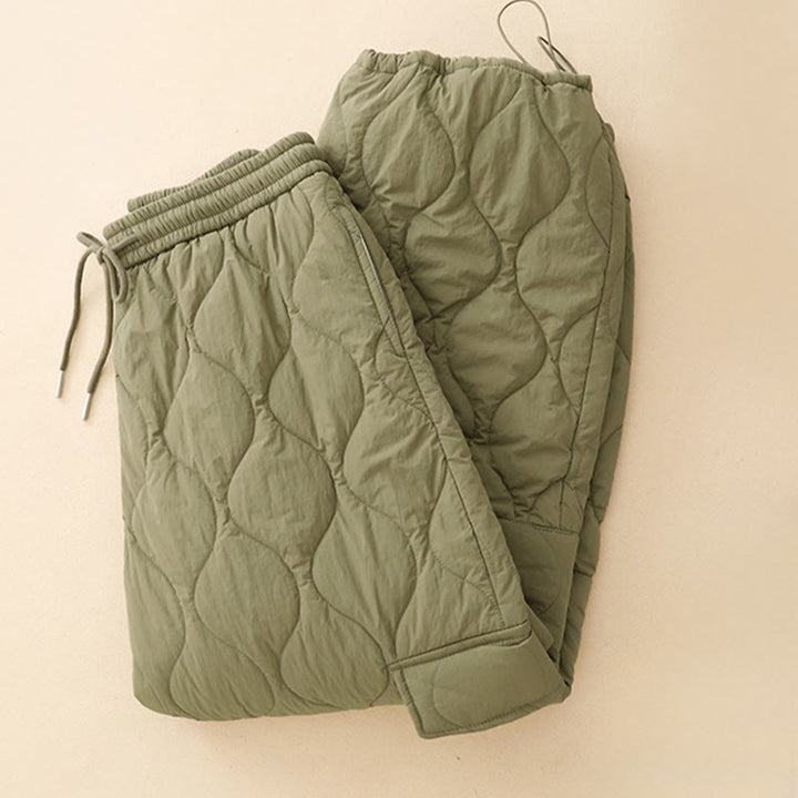 Pantalon thermique en coton pour femme, motif Buddha Stones, lignes courbes, taille élastique avec cordon de serrage et poches - image 2