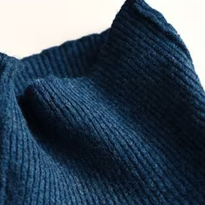Pull en coton tricoté à manches longues et col montant, couleur unie , Buddha Stones, hiver - image 5