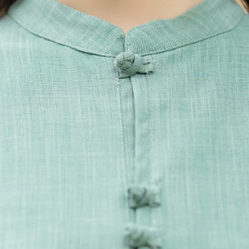 Ensemble de 2 pièces en coton pour femme , Buddha Stones : chemise à manches longues et pantalon à boutons grenouille, idéal pour la méditation, le zen et le tai-chi. - image 16