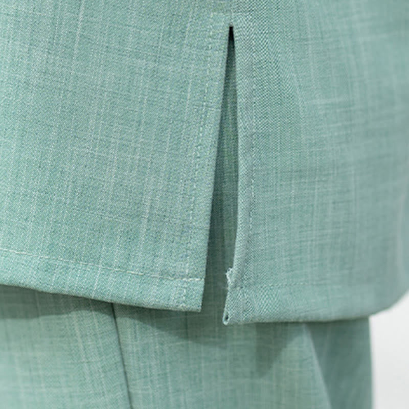 Ensemble de 2 pièces en coton pour femme , Buddha Stones : chemise à manches longues et pantalon à boutons grenouille, idéal pour la méditation, le zen et le tai-chi. - image 17