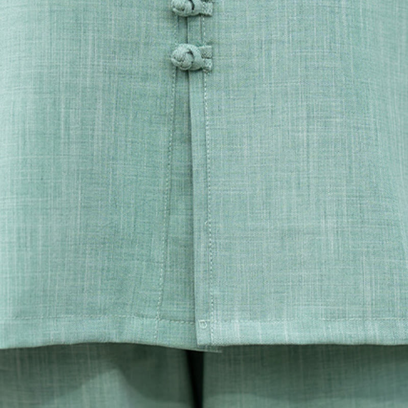 Ensemble de 2 pièces en coton pour femme , Buddha Stones : chemise à manches longues et pantalon à boutons grenouille, idéal pour la méditation, le zen et le tai-chi. - image 18