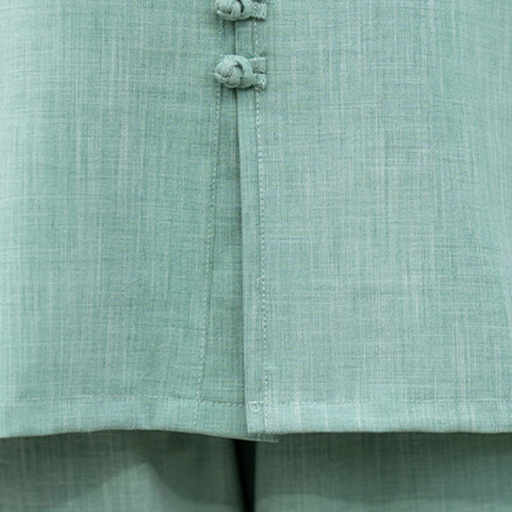 Ensemble de 2 pièces en coton pour femme , Buddha Stones : chemise à manches longues et pantalon à boutons grenouille, idéal pour la méditation, le zen et le tai-chi. - image 18