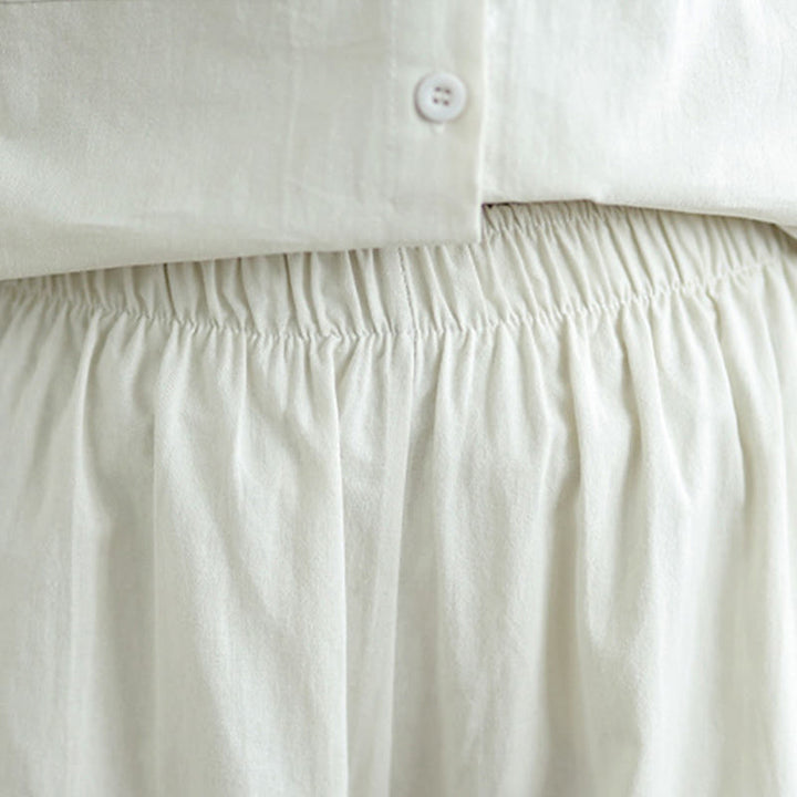 Ensemble 2 Buddha Stones pour femme avec poches, couleur unie, en coton, composé d'une chemise à manches longues boutonnée et d'un pantalon large longueur cheville. - image 9