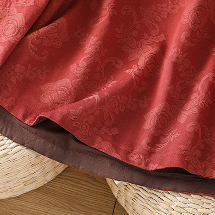 Chemise en coton à manches longues pour femme, imprimé floral jacquard Buddha Stones, col montant à boutons brandebourg - image 5