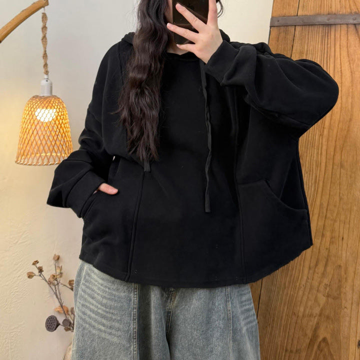 Sweat à capuche femme en coton doublé polaire, manches longues, avec poches, couleur unie, motif Buddha Stones Winter - image 19