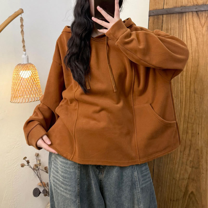 Sweat à capuche femme en coton doublé polaire, manches longues, avec poches, couleur unie, motif Buddha Stones Winter - image 3