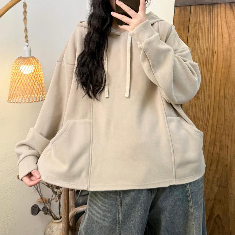 Sweat à capuche femme en coton doublé polaire, manches longues, avec poches, couleur unie, motif Buddha Stones Winter - image 16