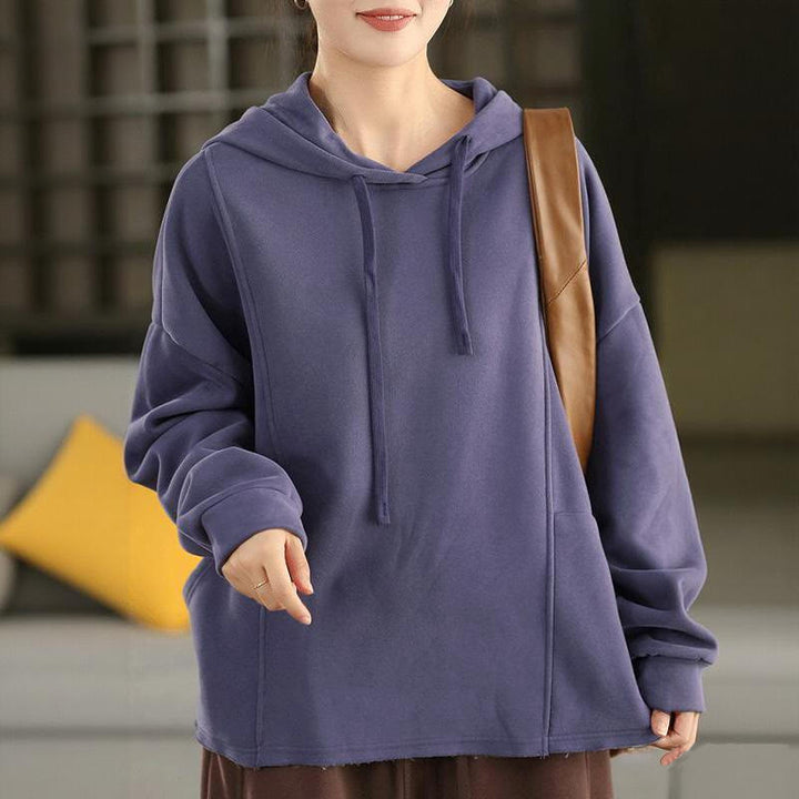 Sweat à capuche femme en coton doublé polaire, manches longues, avec poches, couleur unie, motif Buddha Stones Winter - image 7