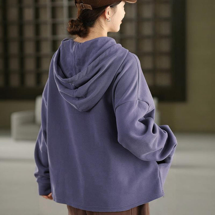 Sweat à capuche femme en coton doublé polaire, manches longues, avec poches, couleur unie, motif Buddha Stones Winter - image 6