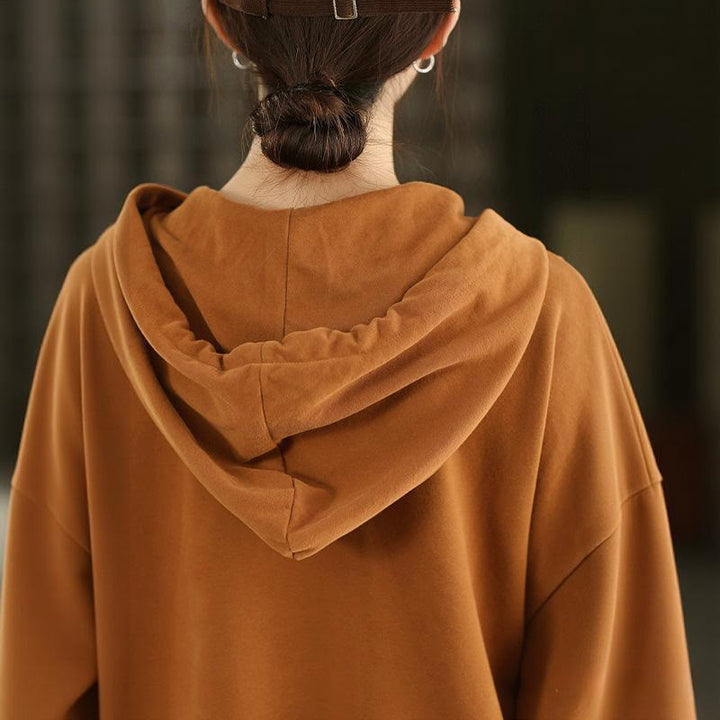 Sweat à capuche femme en coton doublé polaire, manches longues, avec poches, couleur unie, motif Buddha Stones Winter - image 4