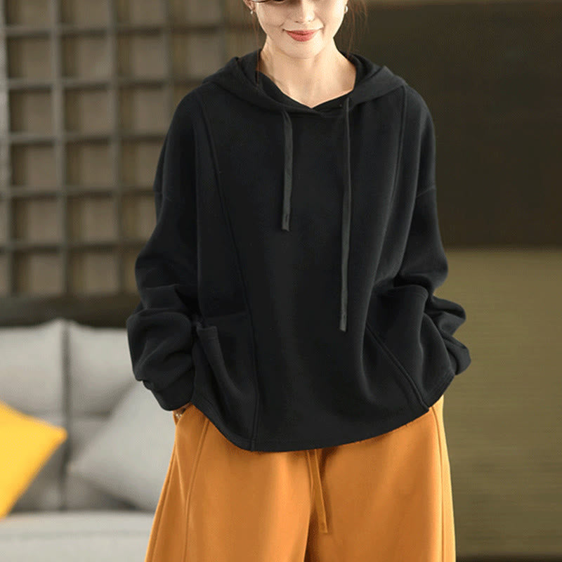 Sweat à capuche femme en coton doublé polaire, manches longues, avec poches, couleur unie, motif Buddha Stones Winter - image 18